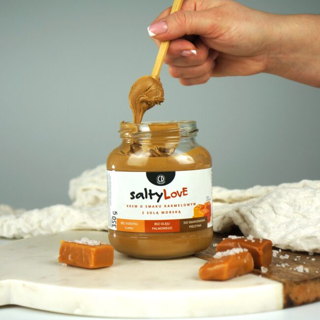 Krem bez cukru i oleju palmowego – saltyLove - krem o smaku karmelowym z solą morską 350g