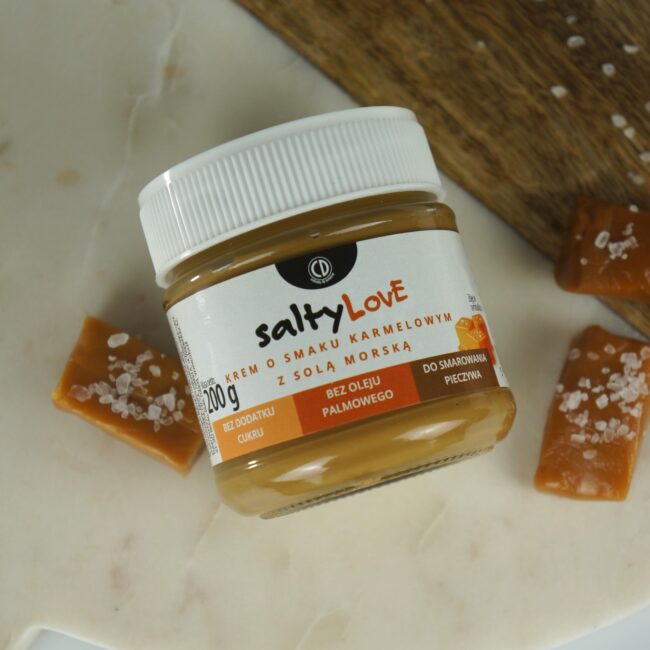 Krem bez cukru i oleju palmowego – saltyLove - krem o smaku karmelowym z solą morską 200g